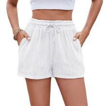 Women's solid drawstring shorts with pockets