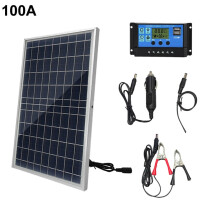 20W Portable Outdoor Solar Panel Kit Complete 12V Polycrystalline Silicon Usb 60A