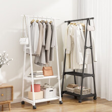 Freestanding corner coat rack with 2 shelves