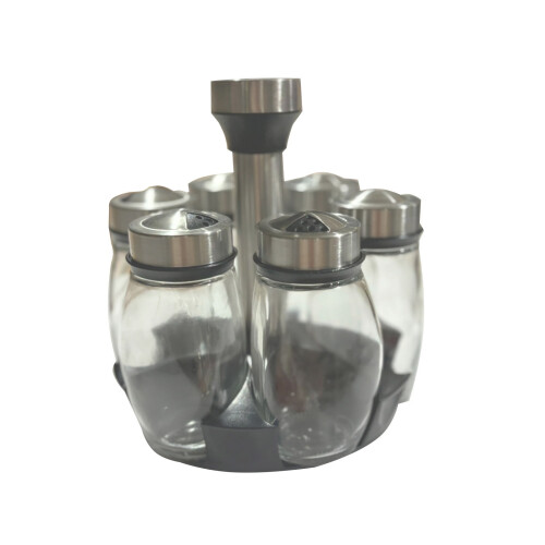 Drehbares Gewürzregal-Set mit Glasbehältern, 6-teilig 1