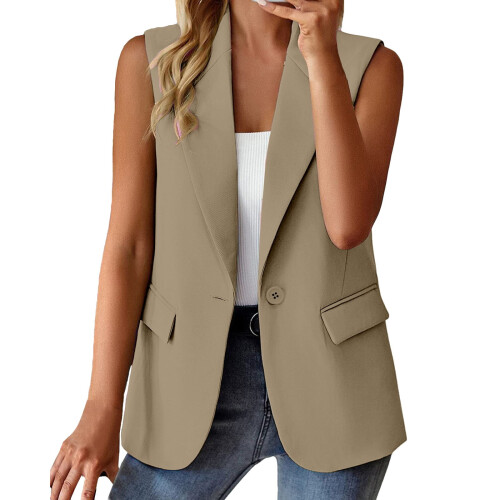 Chaleco informal sin mangas liso para mujer 1