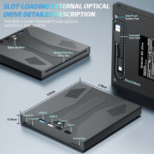 External Blu Ray Drive Burner, Support 100G Disc USB 3.0 and Type-C DVD/CD/BD Player,3D Optical Bluray Drive for Laptop