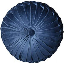 Velvet Round Filled Cushion with Pleated Design