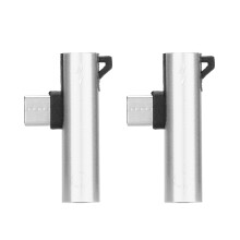 Adaptor 2 în 1 de tip C, încărcare rapidă și ieșire audio simultană pentru majoritatea dispozitivelor USB-C (2 bucăți)