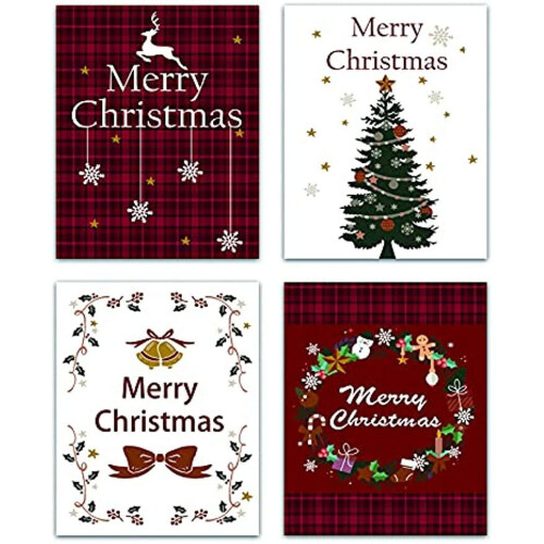 Ensemble de 4 affiches murales de Noël sur toile