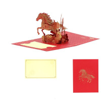Gold Foil New Year Greeting Card for Horse Year with