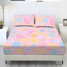 Ensemble de draps Queen 3 pièces, imprimé cœurs et marguerites, poches profondes de 25 cm
