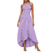 Damsommarklänning med axelbandslös rynkad bodycon-klänning i midimodell, enfärgad