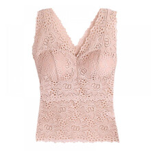 Women's lace floral vest with chest pad, V-neck sleeveless