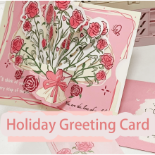 8 PCS 3D Rose Greeting Cards for Christmas, Teachers’ Day, Valentine’s Day, Birthday – Foldable Blessing Cards with Envelopes, Creative Postcard