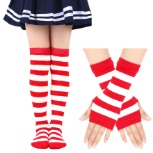 Kids Soccer Socks and Gloves Set Cotton Knee-High Tube