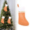 Julstrumpa Vit Manschett Guldkant 14" Orange 1