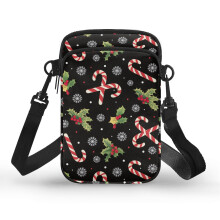 Candy Cane Snowflake Pattern (Bag Only) Small Crossbody Purse Polyester, Leakproof Women Adjustable Shoulder Strap Crossbody Bag, Double-layer