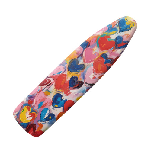 Capa para tábua de passar roupa macia e antiaderente com estampa de corações, 38 x 137 cm (15 x 54 polegadas)