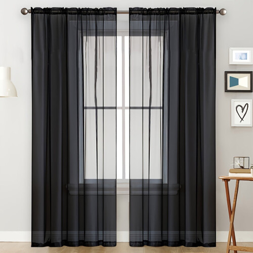Kumdkd Sheer Curtains Rod Pocket Light Filtering 52x63
