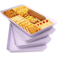 4-Pc Purple Serving Trays for Snacks, Fruit, Desserts – Reusable Plastic Platters for Kitchen, Pantry & Parties