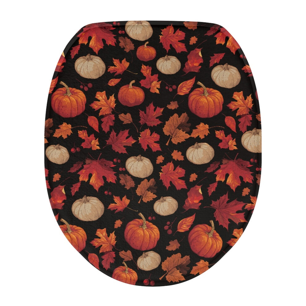 Pumpkin Toilet Lid Cover Autumn Maple Design 1 Piece 962125677584
