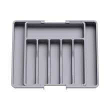 Organisateur de tiroir de cuisine pour couverts avec séparateurs gris
