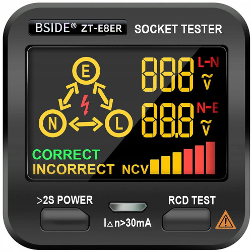 Digital stikkontaktdetektor for testing av elektrikere