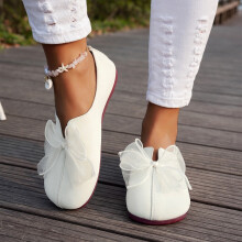 Willtoo Women's Faux Suede Square Toe Ballet Flats Bowknot Shoes Women Dressy Comfortable Slip-On Loafers Ballerina Flats