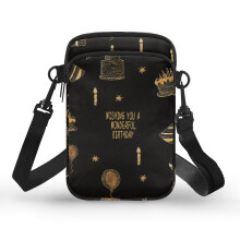 Double-layer Small Crossbody Purse Adult Birthday Gift Polyester Outdoor Travel 4.33"x1.97"x7.09" Adjustable Shoulder Strap