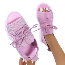Lace Up Muffin Sandals Thick Sole Cutout Lace-Up Muffin Sandals Orthotic Sandals Summer Casual Wedge Sandals for Ladies expedient
