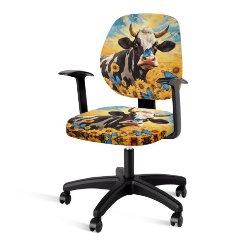 Set di coprisedia da scrivania con girasoli, mucche e farfalle (2 pezzi)