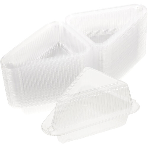 Disposable Triangular Cake Boxes PET with Lids 100-Pack