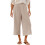 Pantaloni da donna a gamba larga in cotone e lino, lunghezza 7/8, con tasche. 4