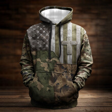 Men's Camouflage Pullover Hoodie Army Green 2XL