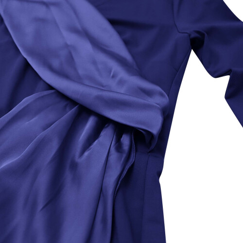 Tuta intera da donna blu tinta unita con scollo a V e maniche lunghe 2