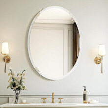 Oval Bathroom Mirror 20x28 in Beveled Frameless