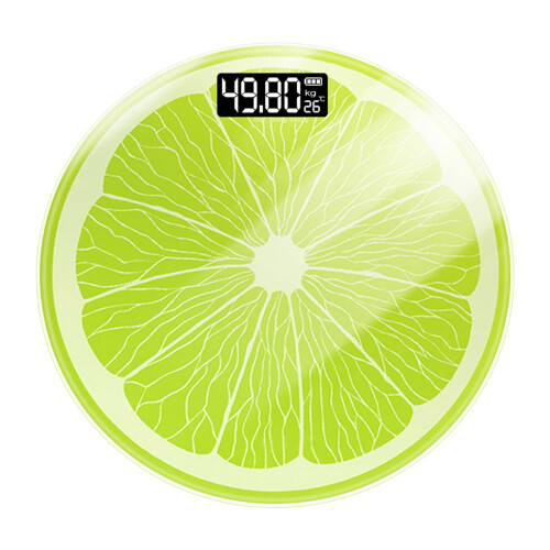 Glass Bathroom Scale with Fruit Pattern and Temperature