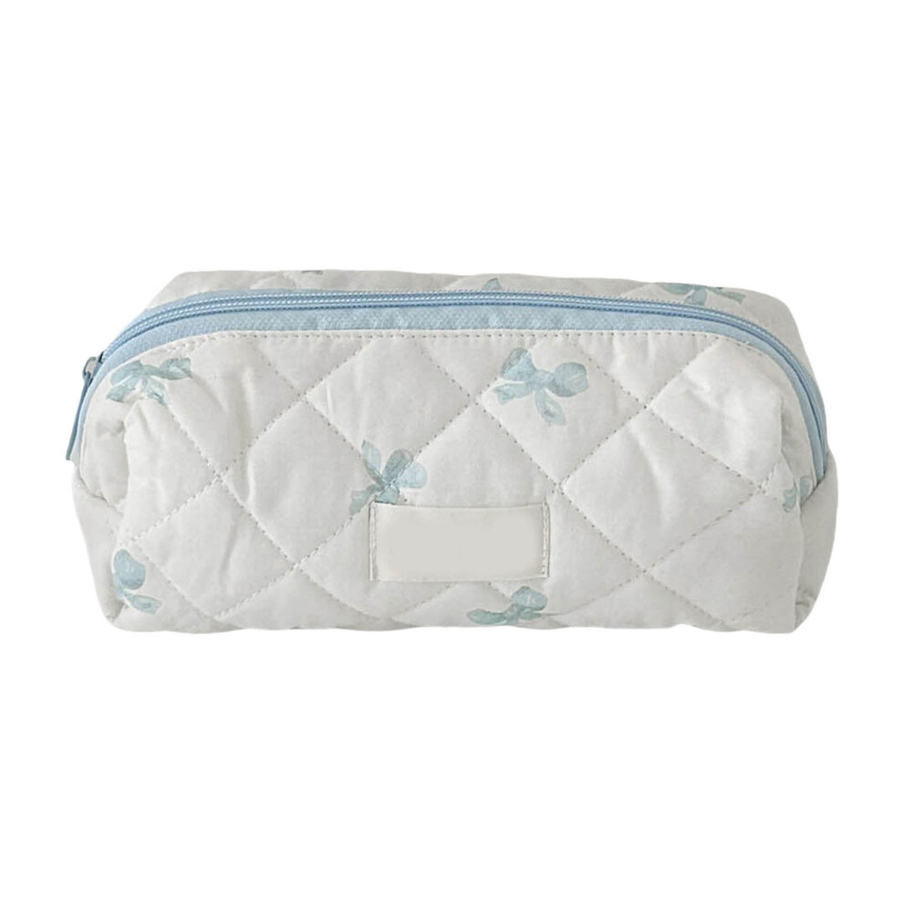 Floral quilted cotton cosmetic bag for women large