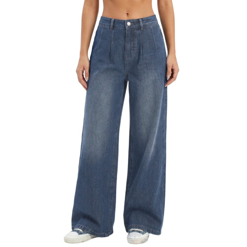 Damejeans med høy midje og vide ben