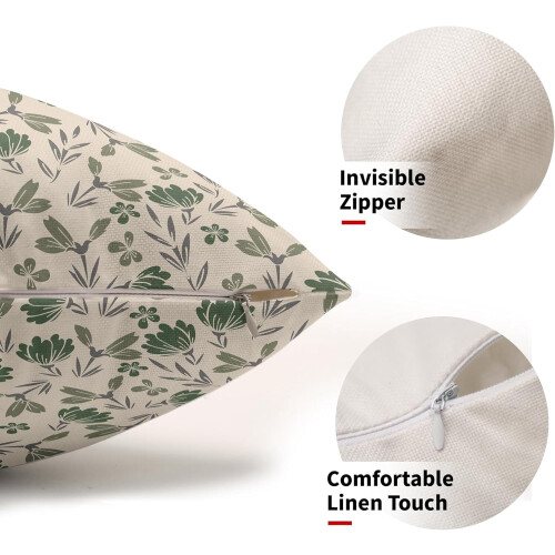 Conjunto de 2 capas de almofada florais em linho, 45x45 cm (18x18 polegadas). 2