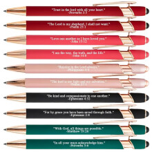 Lot de 10 stylos bibliques avec stylet, rétractables et à messages motivants – Idéaux pour l'école, les cadeaux de Noël et un usage quotidien.