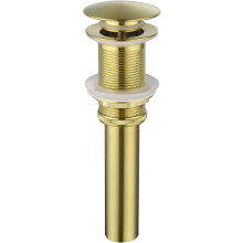 Bathroom Sink Drain Stopper, Push Pop Up Drain with Overflow, Brushed Gold