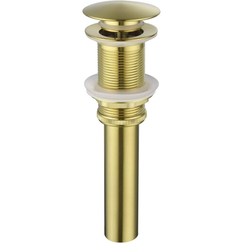 Bathroom Sink Drain Stopper, Push Pop Up Drain with Overflow, Brushed Gold