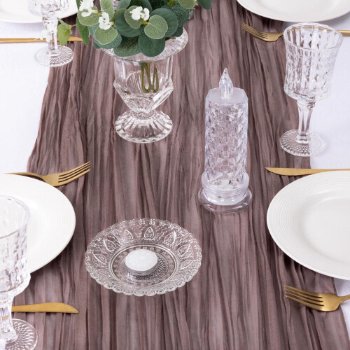 Caminho de mesa em musselina marrom estilo boho rústico 158 polegadas 2