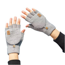 Guantes asdoklhq para mujer, hombre y mujer, cálidos y fríos, de invierno, tejidos, para exteriores, con dedos divididos, abatibles, de felpa,