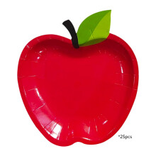 Ensemble de 25 pièces pour fête de Noël, vaisselle jetable rouge hiver compatible avec Apple pour les fêtes de fin d'année, le Nouvel An, les