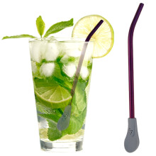 Stainless Steel Stirring Straw with Silicone Tip and