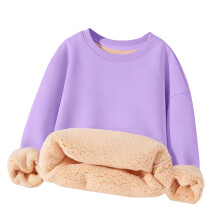Girl's Fleece Sherpa Lined Sweatshirt Warm Winter Pulr Sweaters Cozy Thick Crewneck Sweatshirts with Pockets Purple3-4Years