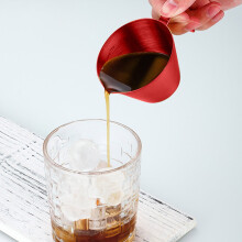 Stainless Steel Espresso Cups, Single Spout Metal Espresso Measuring Cup with Scale, Espresso Shot Cups with Handle, 100ml/3.4 oz, Red