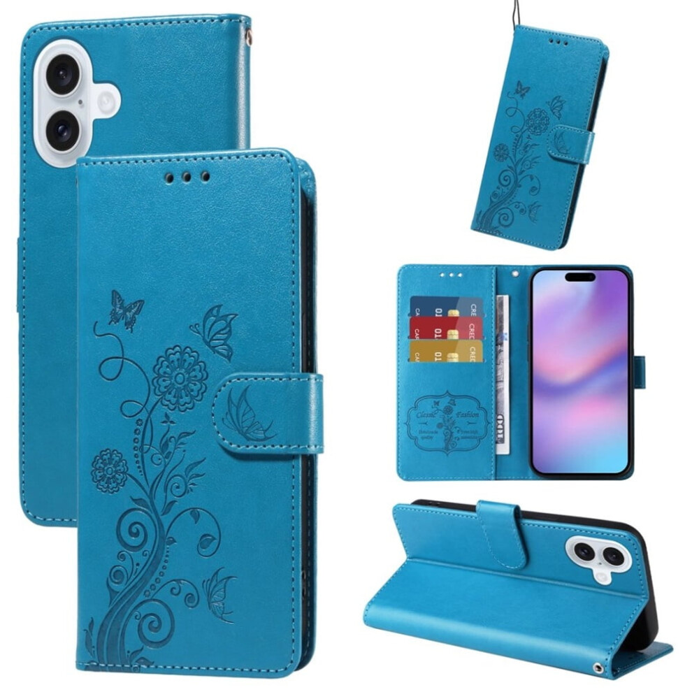 Iphone 17 Leather Flip Case With Butterfly Flower Embossing 974856081066