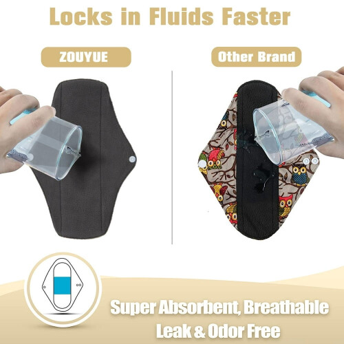 Bamboo charcoal reusable menstrual pads heavy flow extra 2