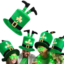 Chapeau de lutin à l'envers pour la Saint-Patrick, haut-de-forme en velours vert trèfle – Idéal pour une fête costumée de la Saint-Patrick