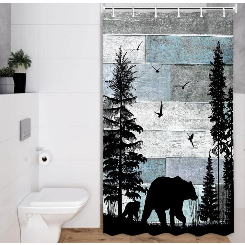 Wohnmobil-Duschvorhang im rustikalen Hüttendesign, 91 x 183 cm 2
