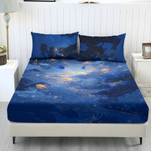 King Sheet Set Soft Cooling 3-Piece Dark Blue Cloud